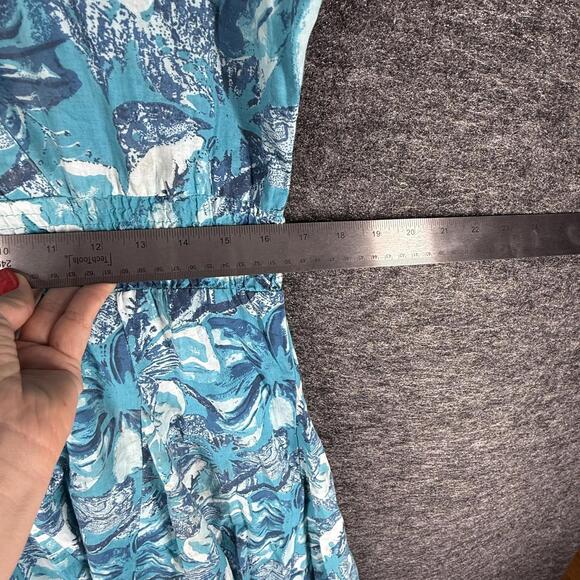 Blair Dress Women M Medium Blue Floral Sheath Midi V-Neck Elastic Waist Casual - Picture 3 of 4